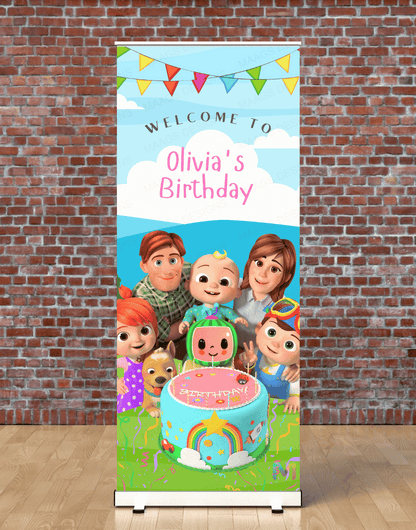 Cartoon Themed Birthday Banner Standee (With Stand) - Design #37 | Celebration Banner, Event Banner, Party Banner