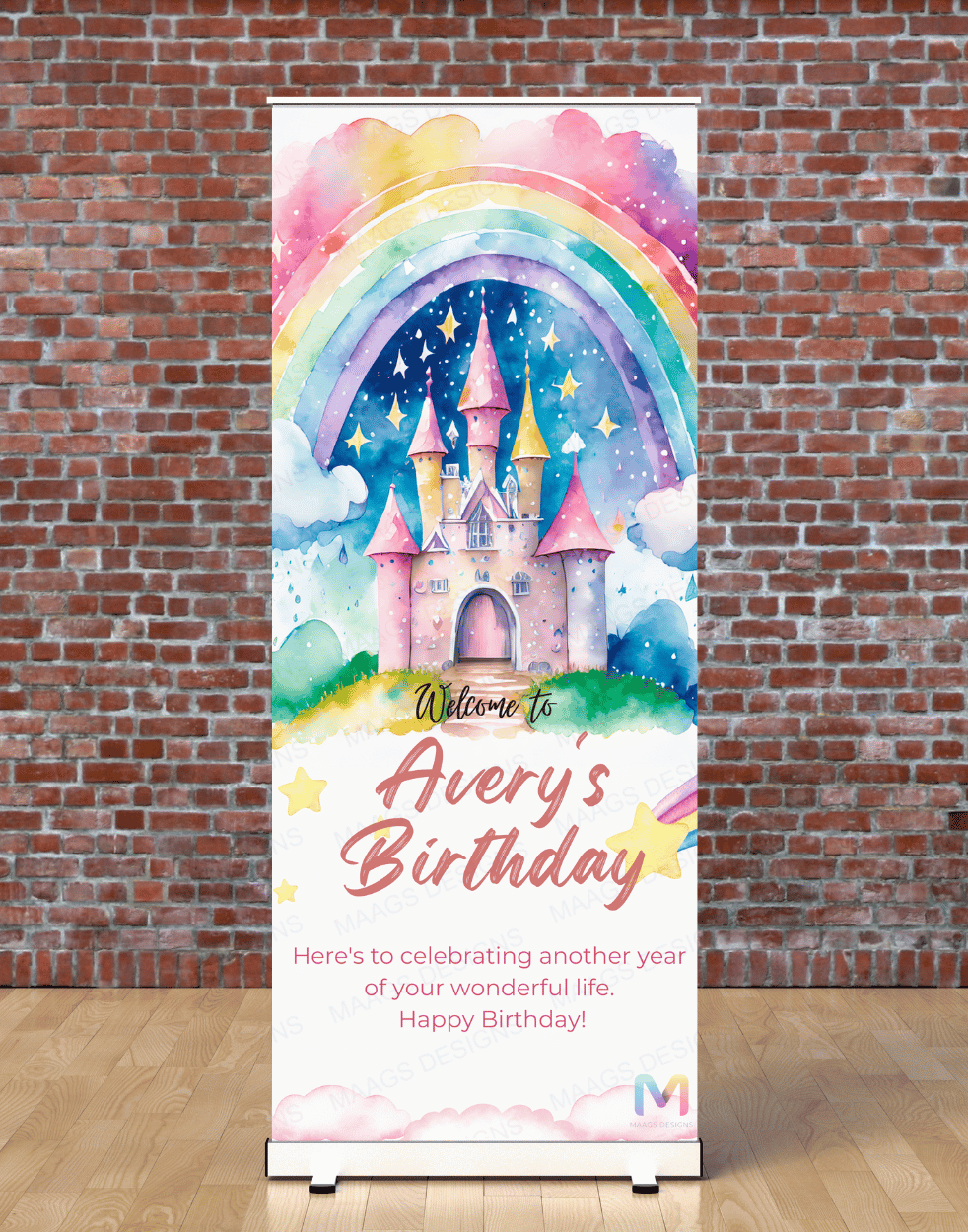 Castle Themed Birthday Banner Standee (With Stand) - Design #40 | Celebration Banner, Event Banner, Party Banner