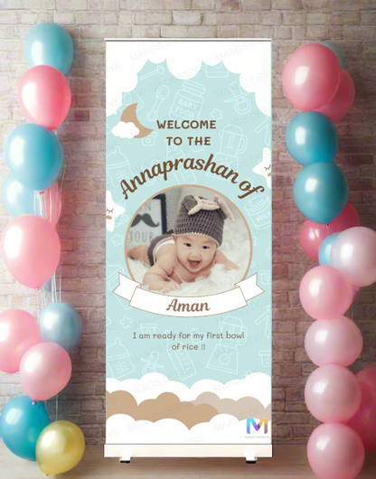 Annaprashan Customized Welcome Banner Roll up Standee - Design #33 (with stand) | Celebration Banner, Event Banner, Party Banner