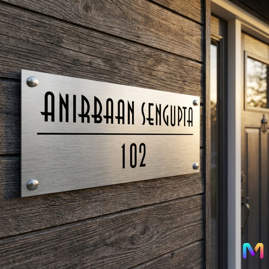 Anna Grove Name Plate - Stainless Steel Name Plate for Home Stainless Steel: Natural