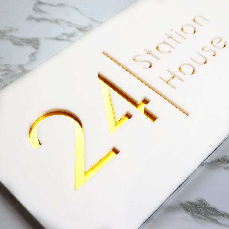 HaloHouse Plate Name Plate - Glossy White (Acrylic)