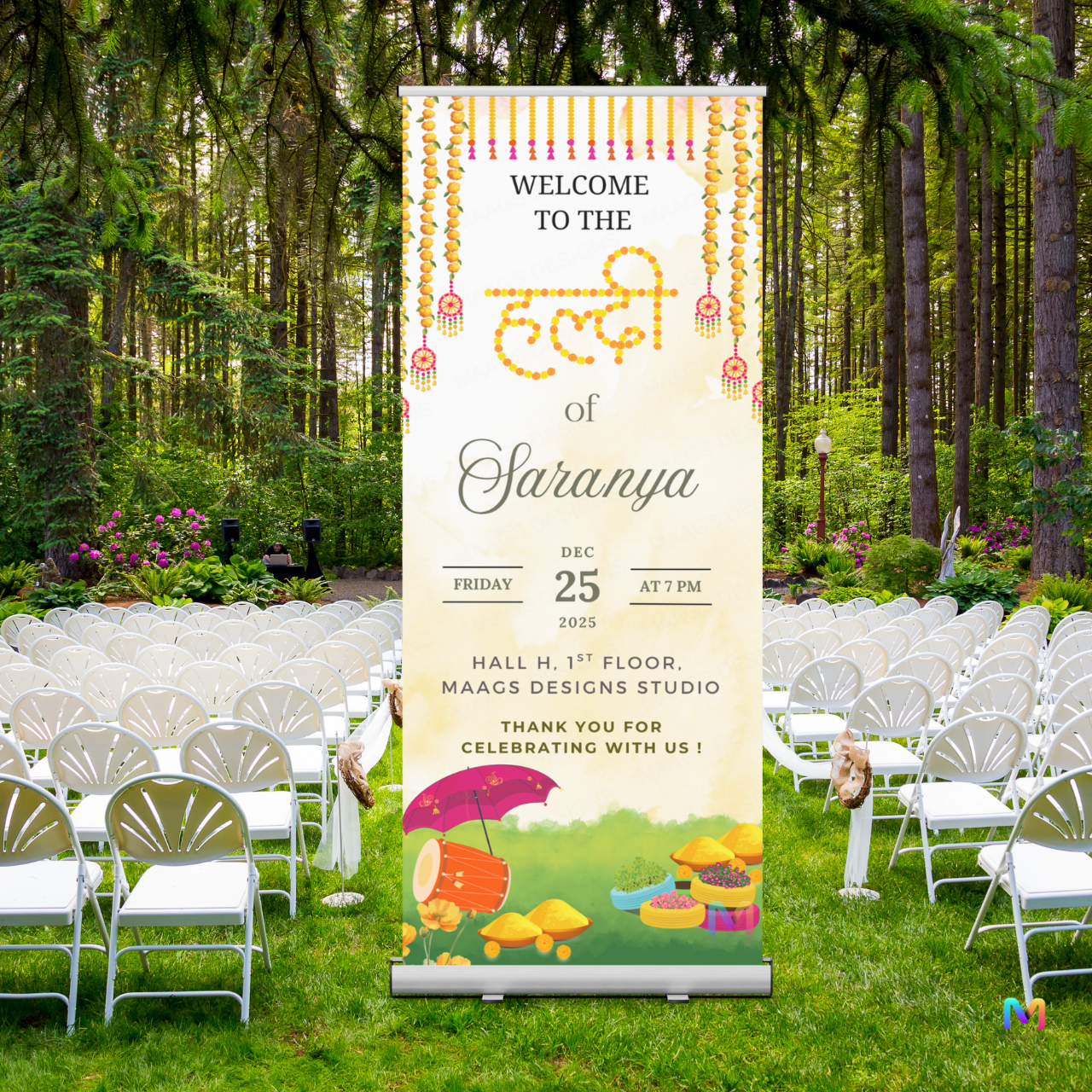 Haldi Banner Standee (with Stand) - Design #H02 | Haldi Standee