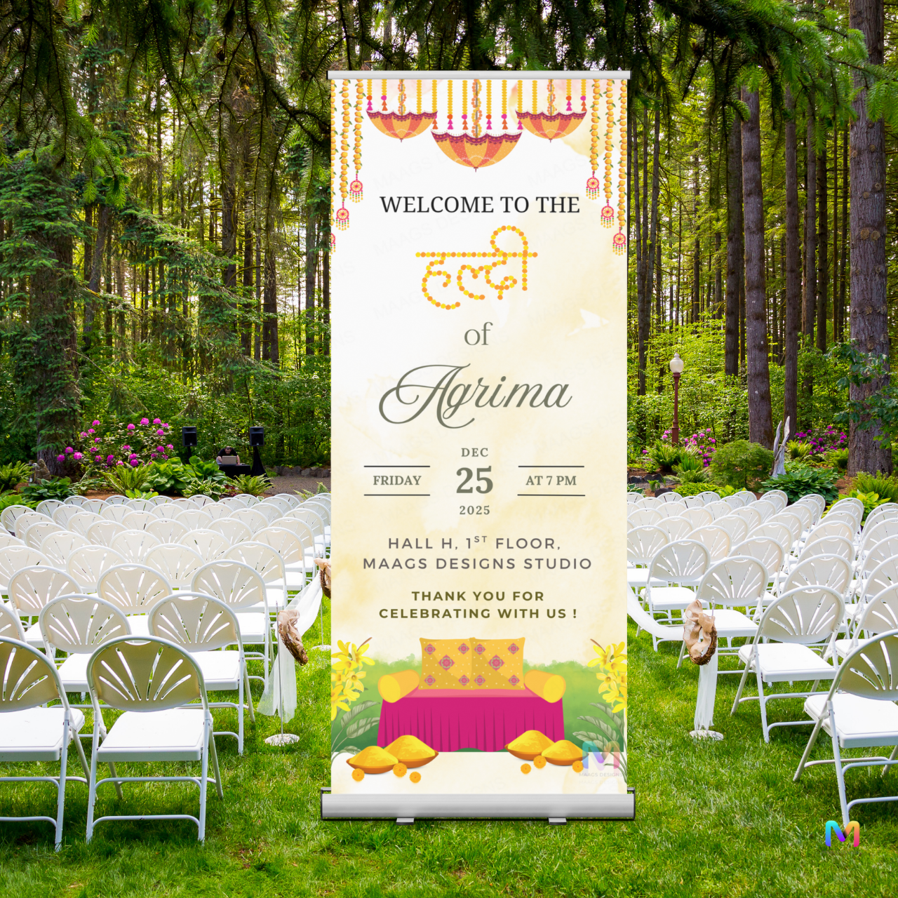 Haldi Banner Standee (with Stand) - Design #H03 | Haldi Ceremony Banner