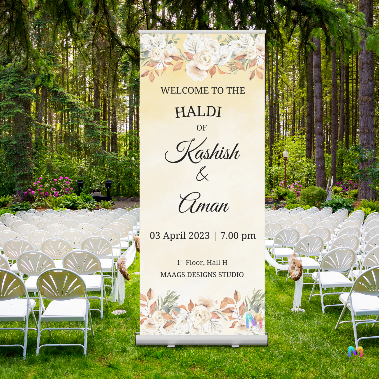 Haldi Banner Standee (with Stand) - Design #H04, Haldi Ceremony Banner