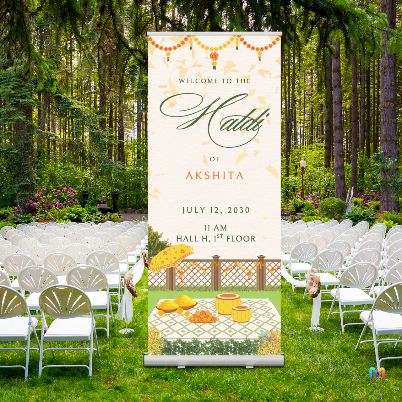 Haldi Banner Standee (with Stand) - Design #H05, Haldi Ceremony Banner