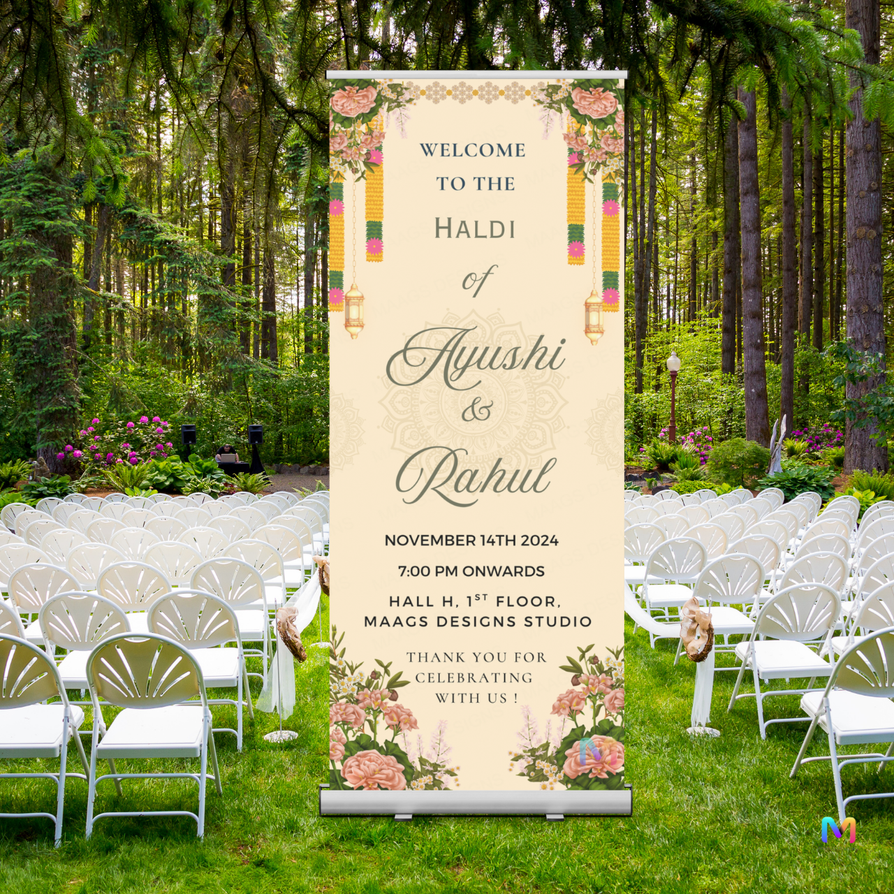 Haldi Banner Standee (with Stand) - Design #H06 | Haldi Ceremony Banner