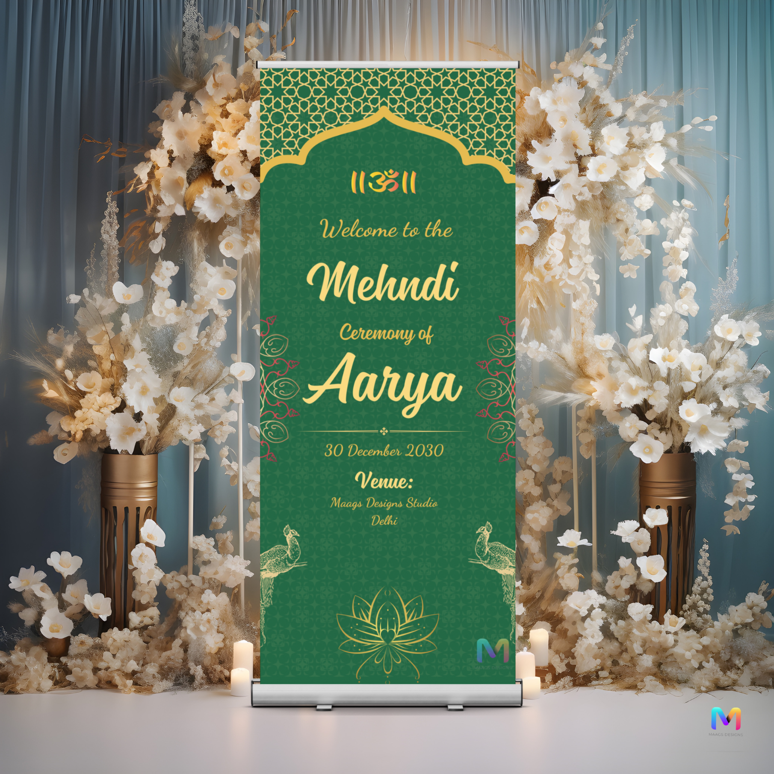 Mehendi Banner Standee - #MH01, Mehendi Ceremony Banner Stand, Mehendi Standee
