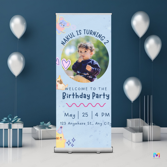 Birthday Banner Standee - Design #73 (with Stand) | Celebration Banner, Event Banner, Party Banner