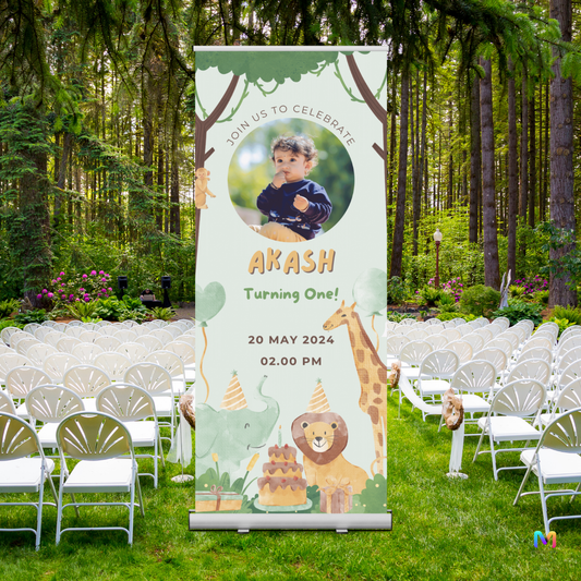Birthday Banner Standee - Design #B01 (with Stand Included) | Celebration Banner, Event Banner, Party Banner