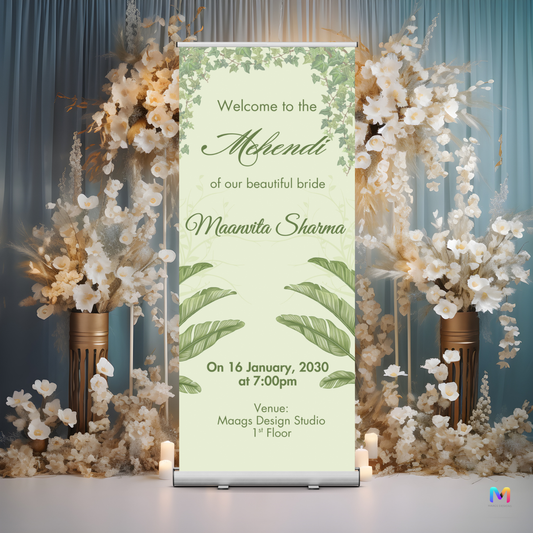 Mehendi Banner Standee - #MH02, Mehendi Ceremony Banner Stand, Mehendi Standee