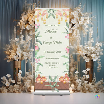 Mehendi Banner Standee - #MH03, Mehendi Ceremony Banner Stand, Mehendi Standee