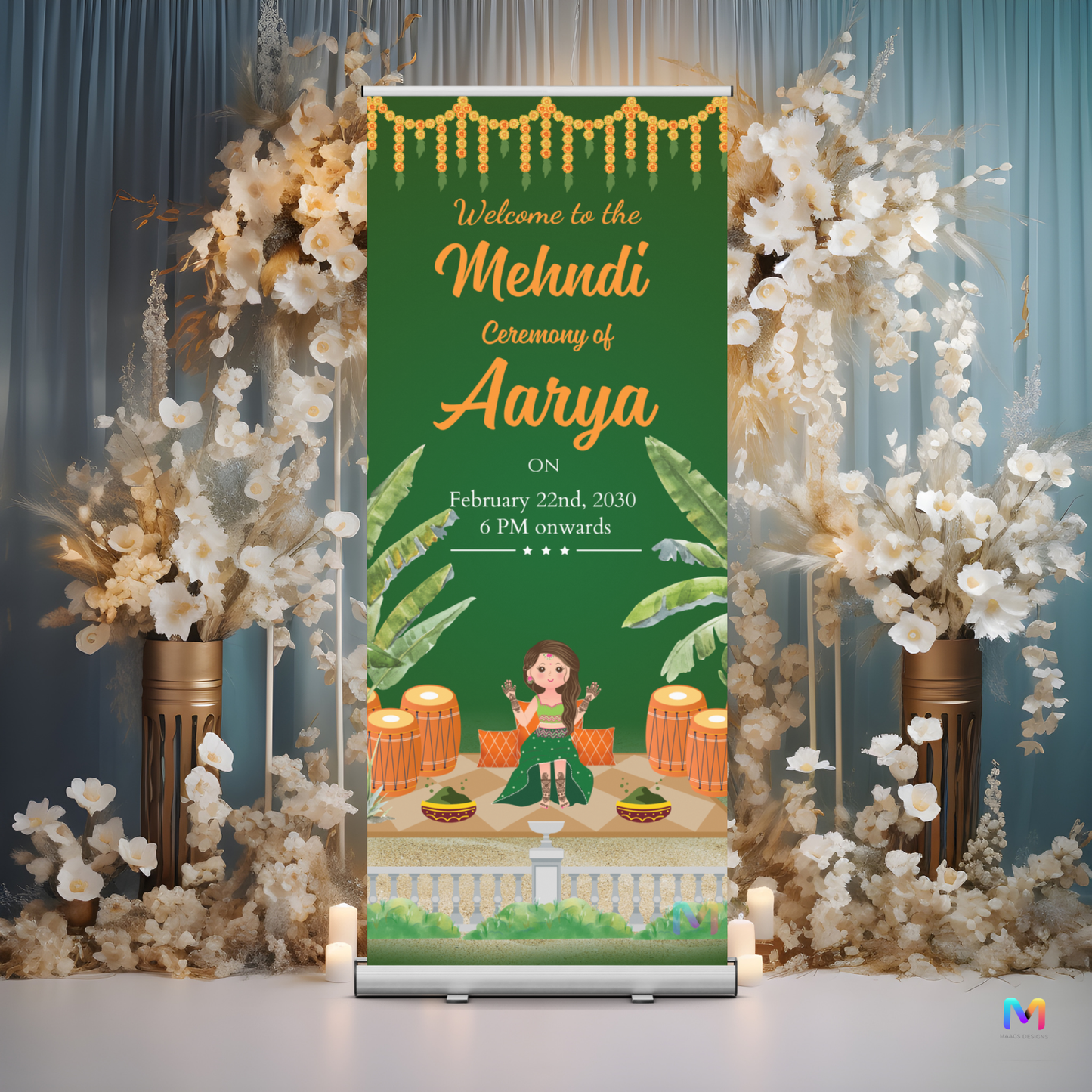 Mehendi Banner Standee - #MH04, Mehendi Ceremony Banner Stand, Mehendi Standee