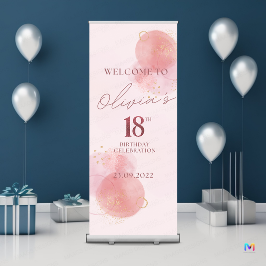 Birthday Banner Standee (with Stand) - Design #30 | Celebration Banner, Event Banner, Party Banner