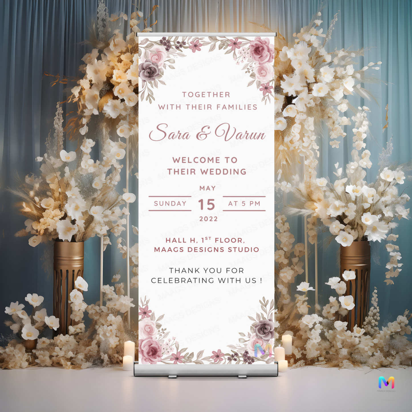 Wedding Banner Standee (with Stand) - Design #21 | Wedding Standee