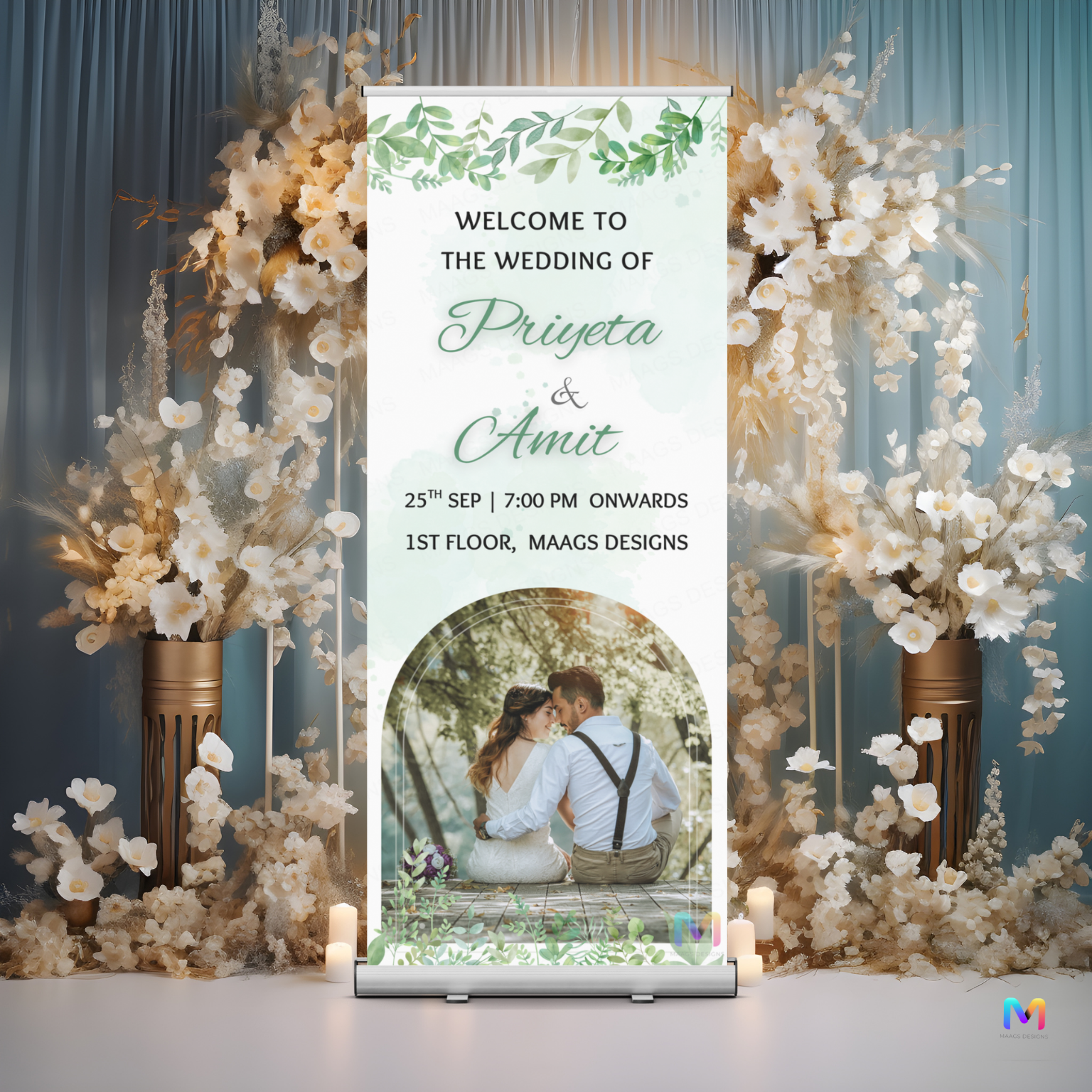 Wedding Banner Standee (with Stand) - Design #32 | Wedding Standee