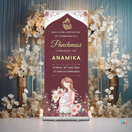 Baby Shower Banner Standee - Design #PM03, Panchmasi Banner (Banner comes with Stand Included)
