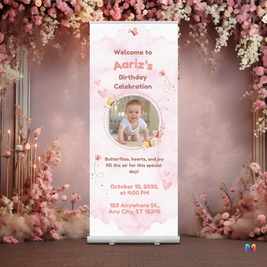 Birthday Banner Standee (with Stand) - Design #60 | Celebration Banner, Event Banner, Party Banner