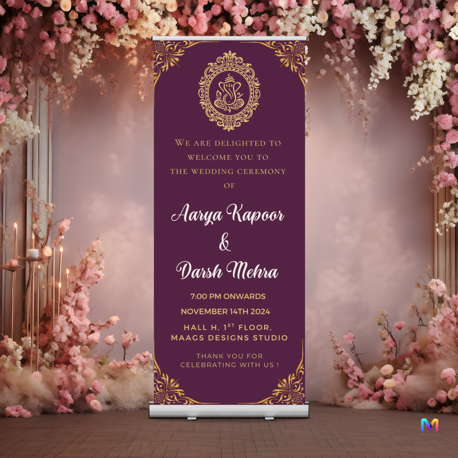 Wedding Banner Standee (with Stand) - Design #22 | Wedding Standee