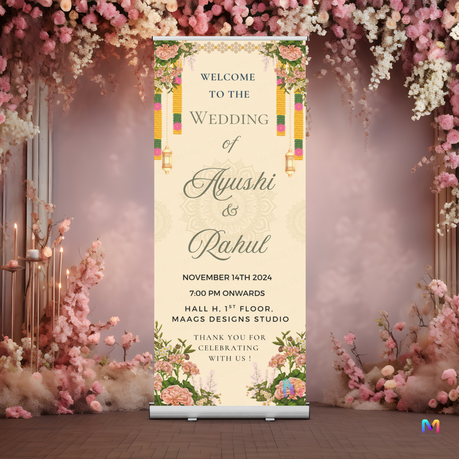 Wedding Banner Standee (with Stand) - Design #17 | Wedding Standee