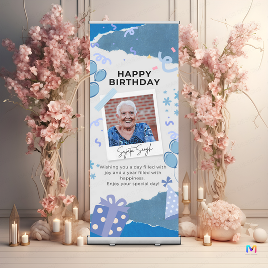 Birthday Banner Standee - Design #75 (with Stand) | Celebration Banner, Event Banner, Party Banner