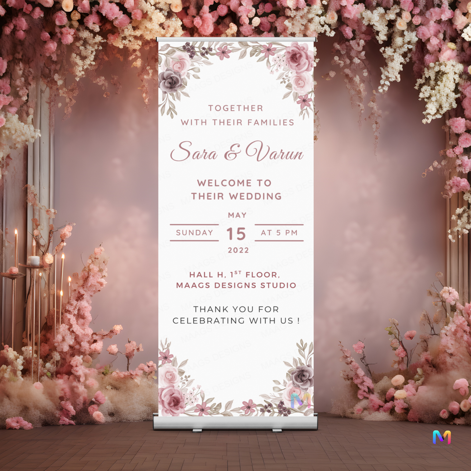Wedding Banner Standee (with Stand) - Design #21 | Wedding Standee