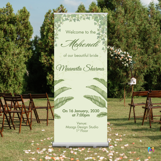 Mehendi Banner Standee - #MH02, Mehendi Ceremony Banner Stand, Mehendi Standee