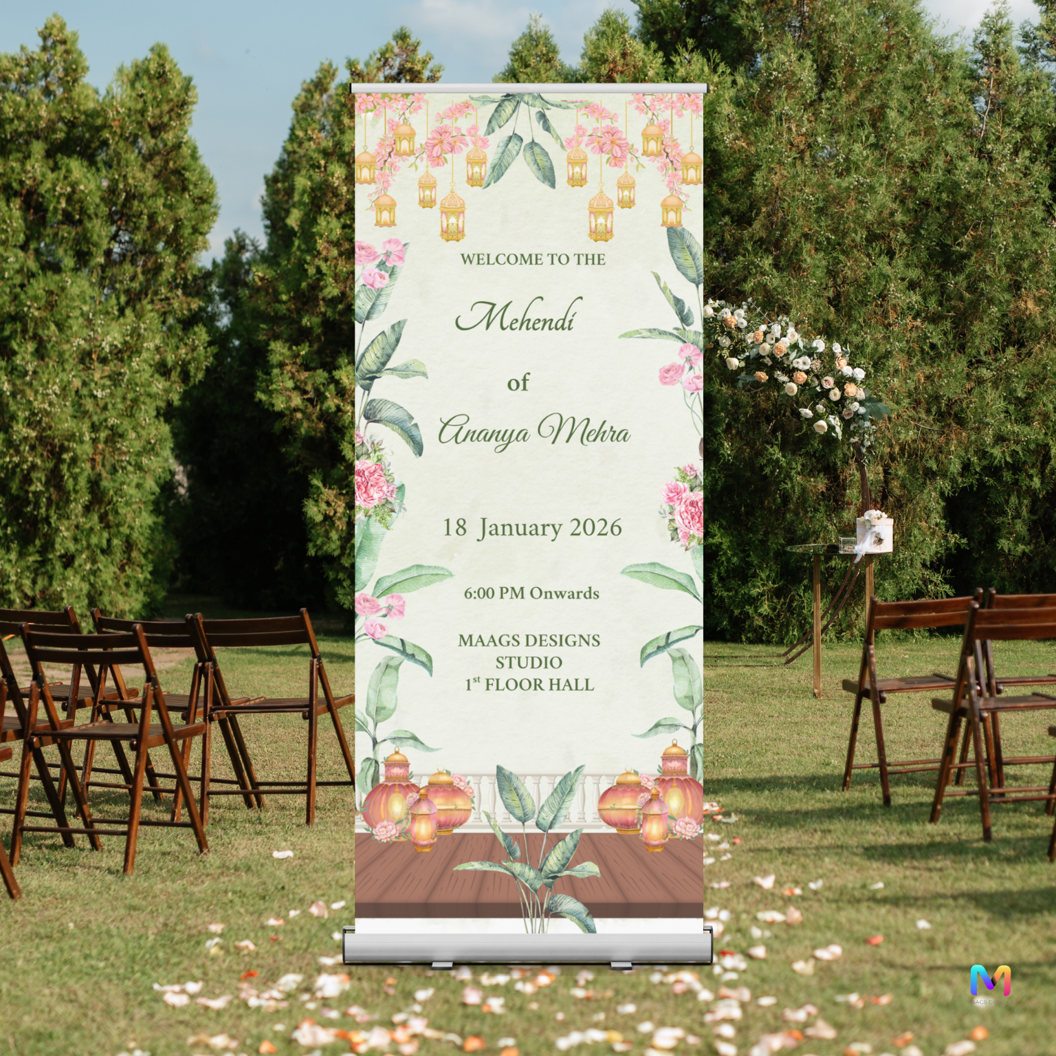 Mehendi Banner Standee - #MH03, Mehendi Ceremony Banner Stand, Mehendi Standee