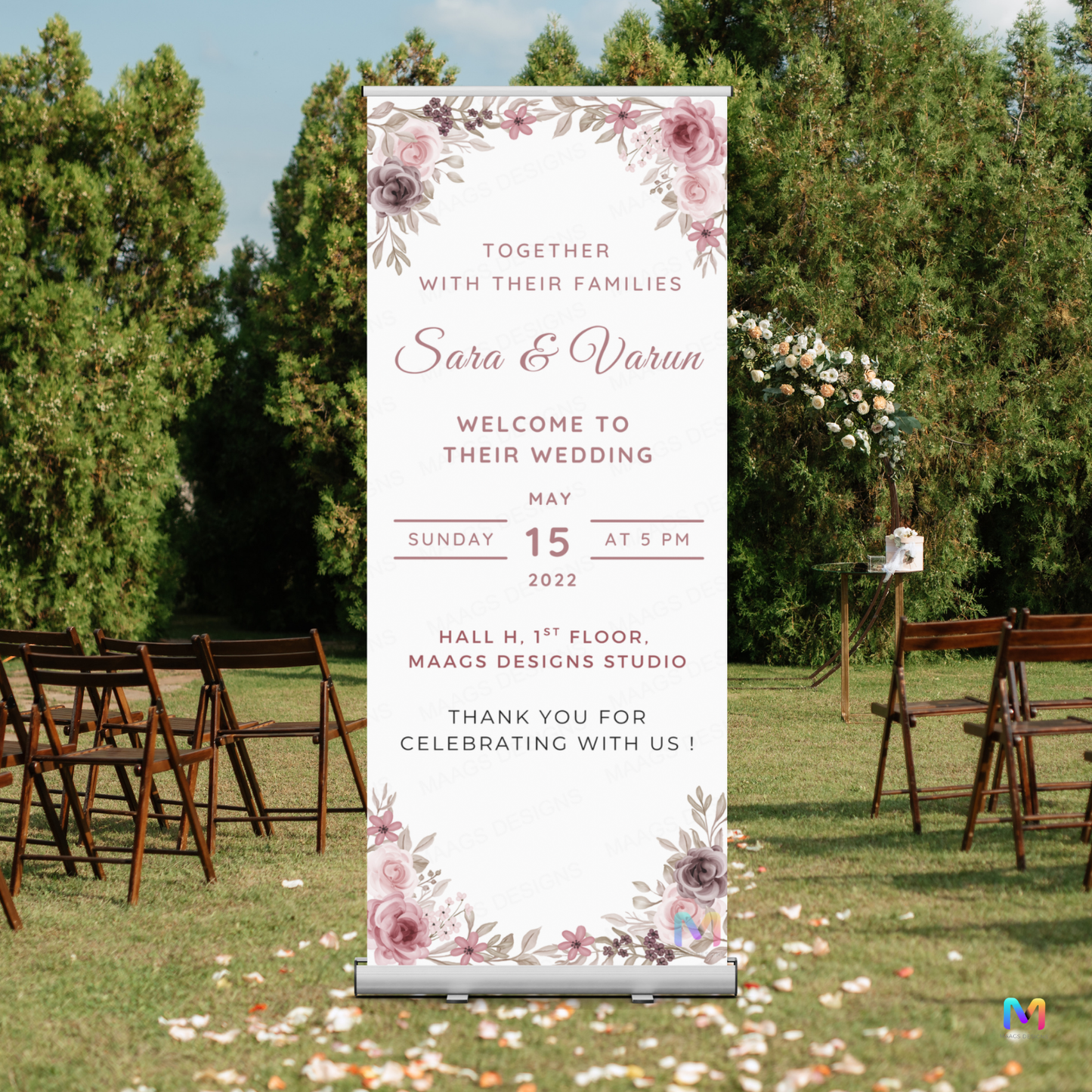 Wedding Banner Standee (with Stand) - Design #21 | Wedding Standee