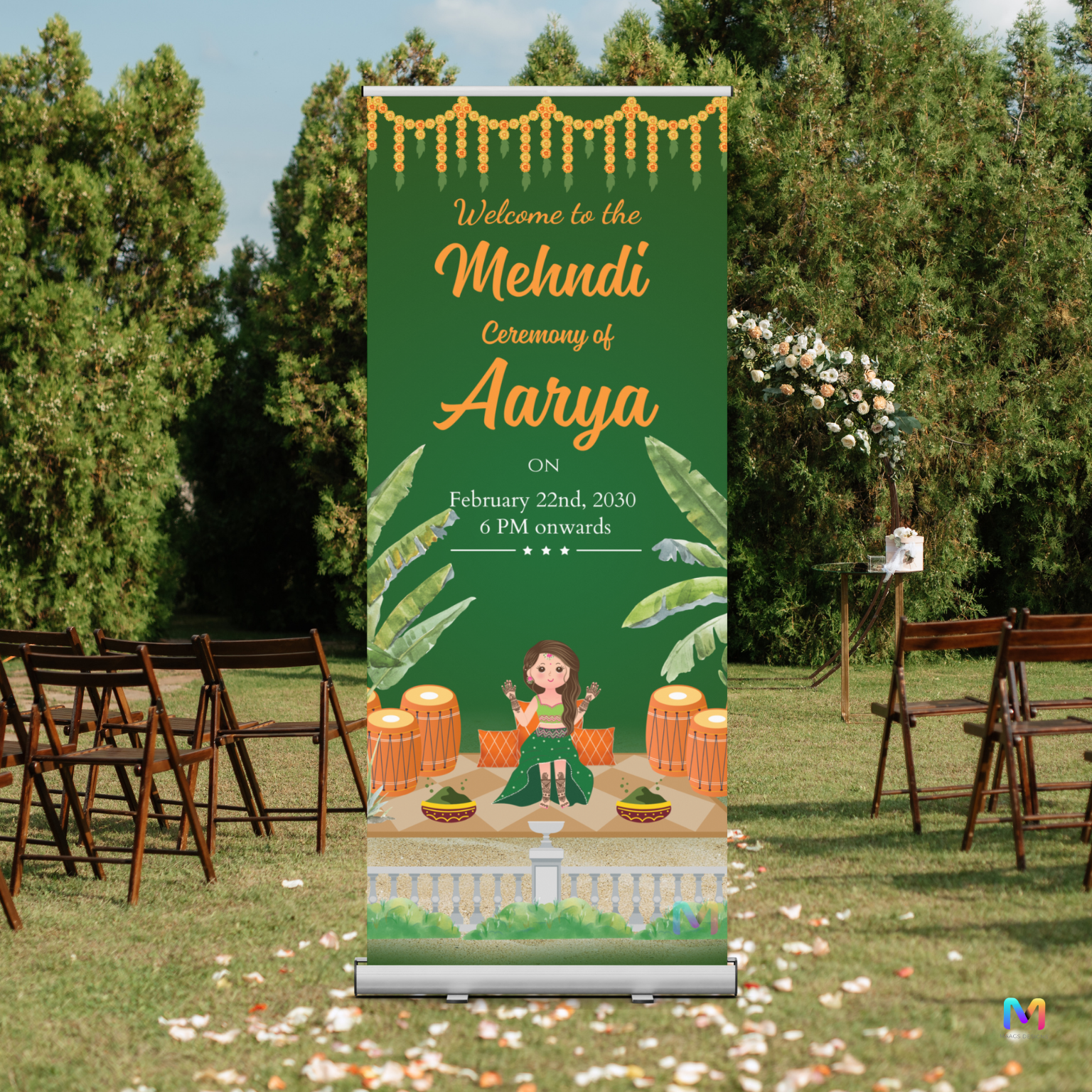 Mehendi Banner Standee - #MH04, Mehendi Ceremony Banner Stand, Mehendi Standee