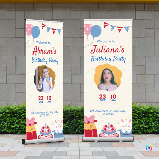 Birthday Banner Standee (with Stand) - Design #52 | Celebration Banner, Event Banner, Party Banner
