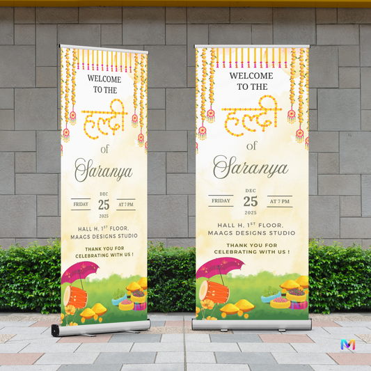 Haldi Banner Standee (with Stand) - Design #H02 | Haldi Standee