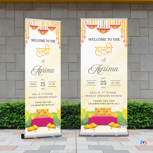 Haldi Banner Standee (with Stand) - Design #H03 | Haldi Ceremony Banner