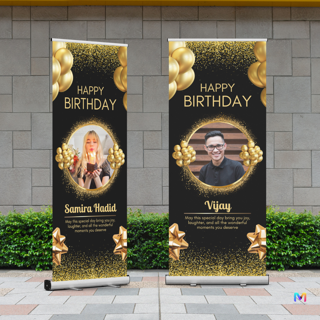 Birthday Banner Standee (with Stand) - Design #54 | Celebration Banner, Event Banner, Party Banner