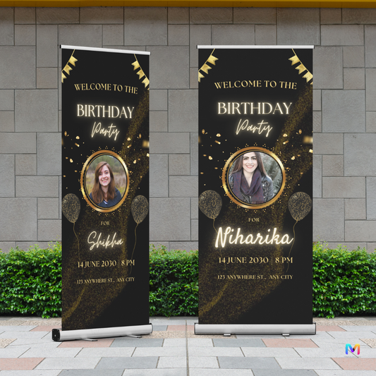 Birthday Banner Standee (with Stand) - Design #55 | Celebration Banner, Event Banner, Party Banner