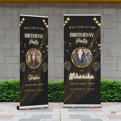 Birthday Banner Standee (with Stand) - Design #55 | Celebration Banner, Event Banner, Party Banner