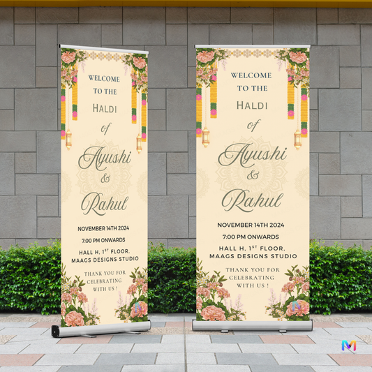 Haldi Banner Standee (with Stand) - Design #H06 | Haldi Ceremony Banner