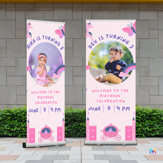 Birthday Banner Standee - Design #74 (with Stand) | Celebration Banner, Event Banner, Party Banner