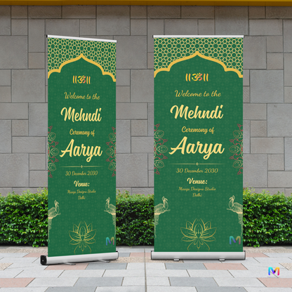 Mehendi Banner Standee - #MH01, Mehendi Ceremony Banner Stand, Mehendi Standee