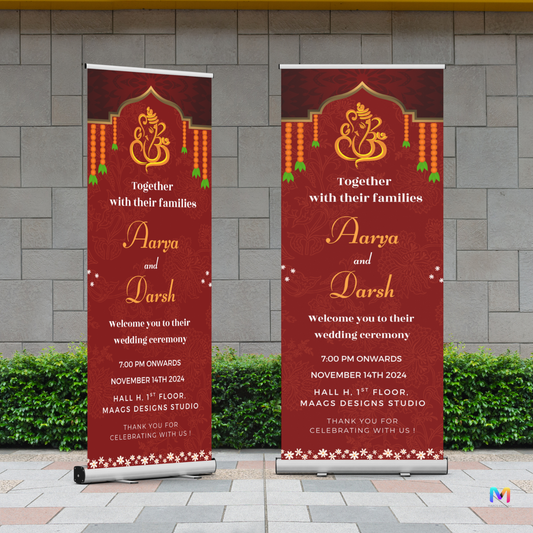 Wedding Banner Standee Ganesh Ji Blessing (with Stand) - Design #56 | Wedding Banner, Celebration Banner, Event Banner, Party Banner