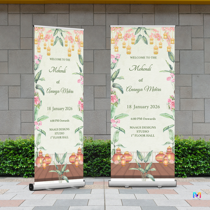 Mehendi Banner Standee - #MH03, Mehendi Ceremony Banner Stand, Mehendi Standee