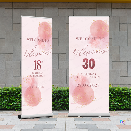 Birthday Banner Standee (with Stand) - Design #30 | Celebration Banner, Event Banner, Party Banner