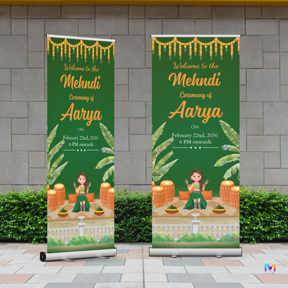 Mehendi Banner Standee - #MH04, Mehendi Ceremony Banner Stand, Mehendi Standee