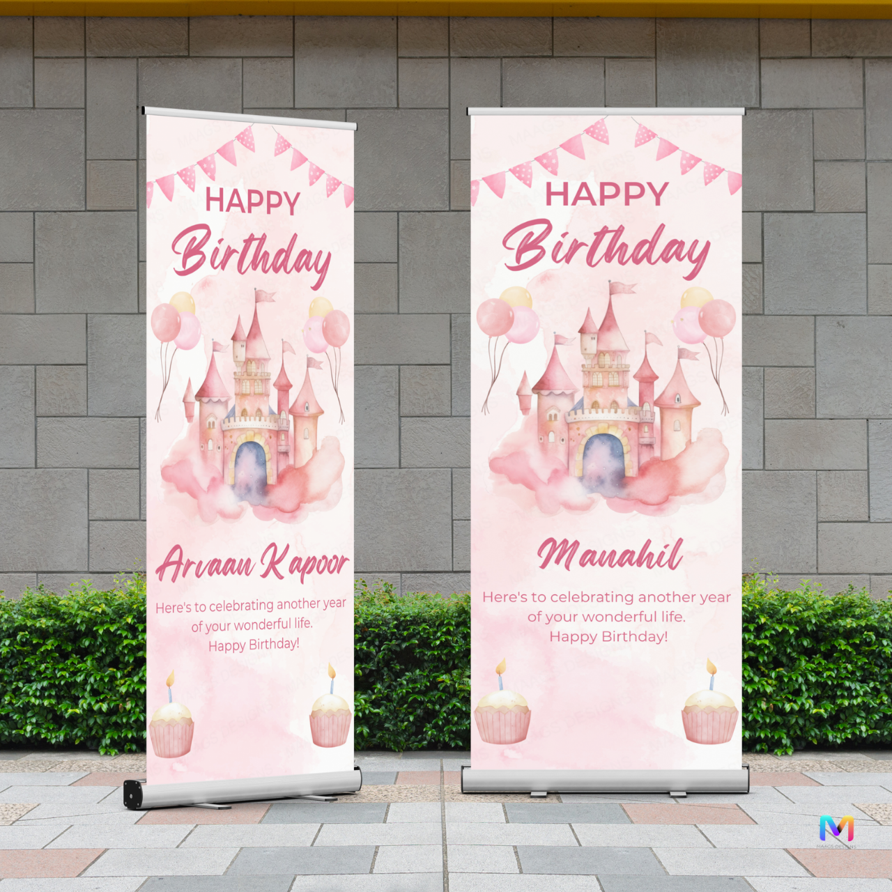 Castle Birthday Banner Standee (with Stand) - Design #18 | Celebration Banner, Event Banner, Party Banner