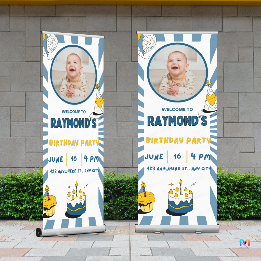 Birthday Banner Standee (with Stand) - Design #72 | Celebration Banner, Event Banner