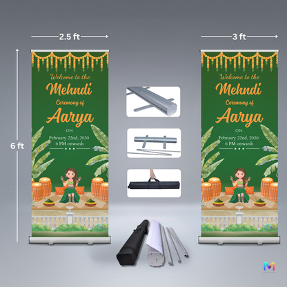 Mehendi Banner Standee - #MH04, Mehendi Ceremony Banner Stand, Mehendi Standee