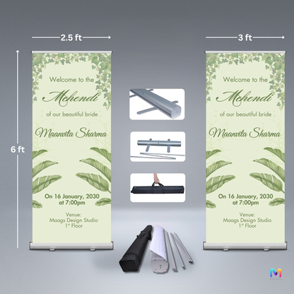 Mehendi Banner Standee - #MH02, Mehendi Ceremony Banner Stand, Mehendi Standee