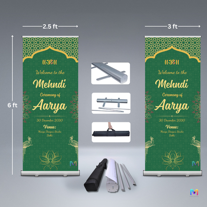 Mehendi Banner Standee - #MH01, Mehendi Ceremony Banner Stand, Mehendi Standee