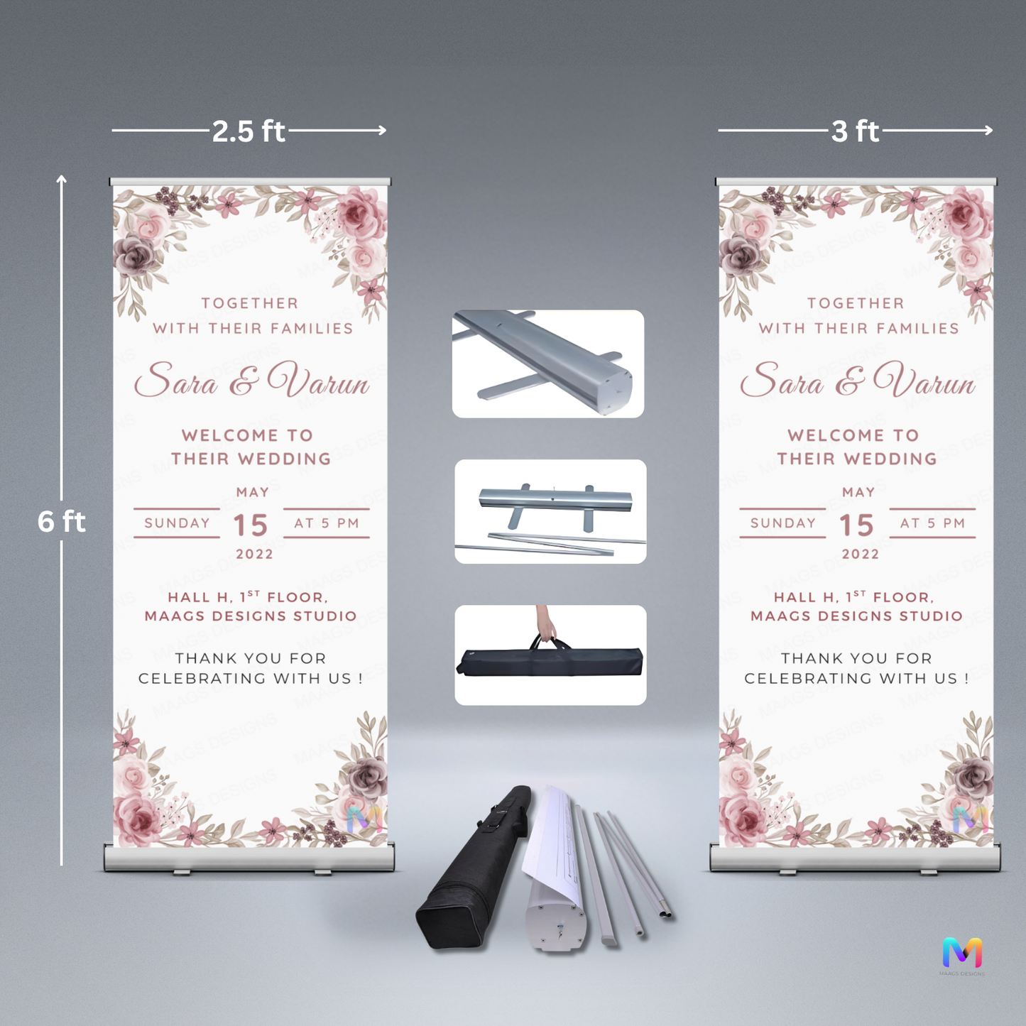 Wedding Banner Standee (with Stand) - Design #21 | Wedding Standee