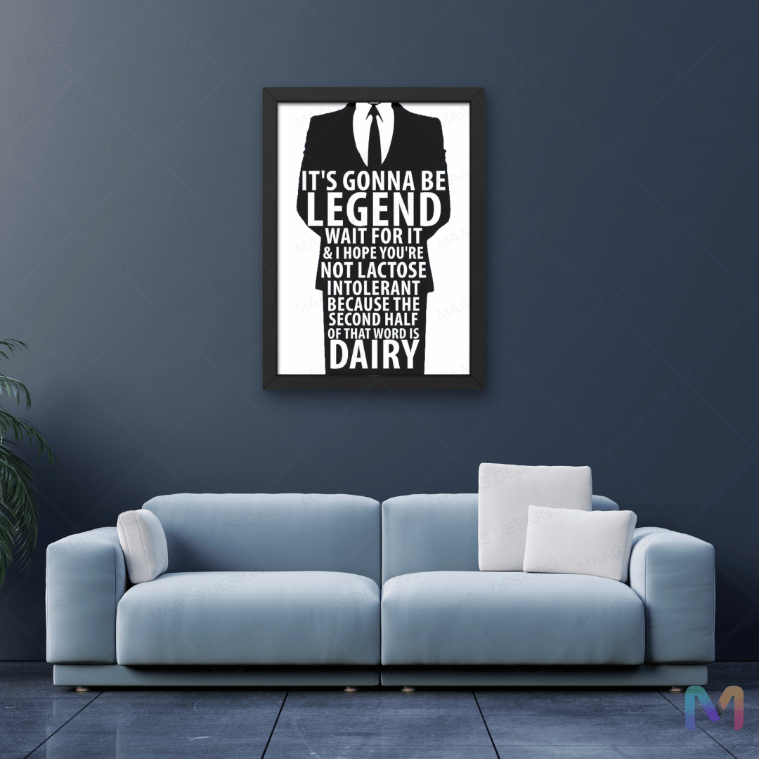 Introducing our "Its going to be Legendary" canvas wall art, inspired by the iconic catchphrase from How I Met Your Mother. Brighten up your living space with this high-quality piece, perfect for fans of the show.