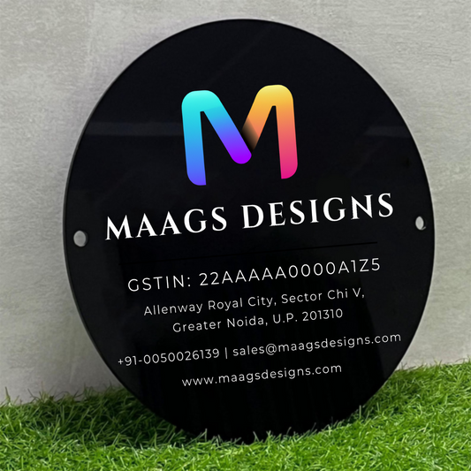 Office Name Plate with Logo (Circular), Round Custom Name Plates for Offices and Shops